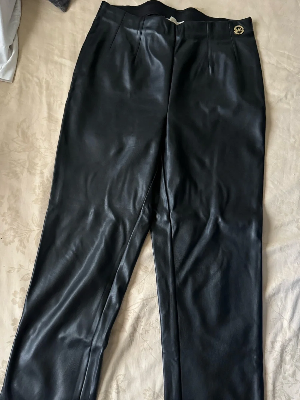 Michael Kors Black Faux Leather Trousers